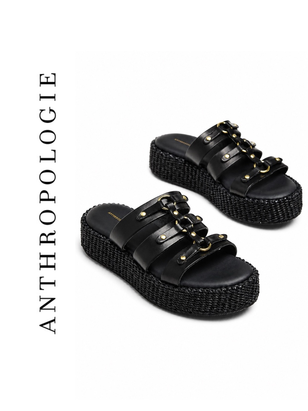 Anthropologie Leather Gladiator Slide Sandals